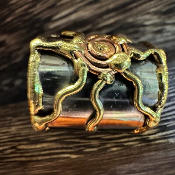 Artisan Crafted Bohemian Silver & Copper Heart Wide Cuff Ring in Gift Box - Picture 10 of 12